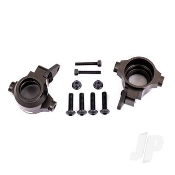 Traxxas Steering Blocks, 6061-T6 Aluminium (Dark Titanium-Anodised), Left & Right/ Steering Block Arms (2) (TRX9635A)