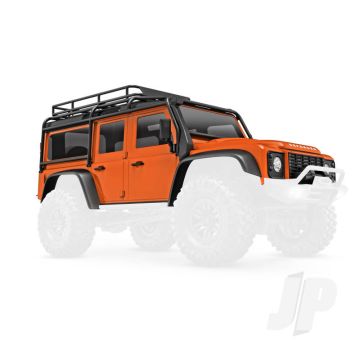Traxxas Body, Land Rover Defender, Complete, Orange (Includes Grille, Side Mirrors, Door Handles, Fender Flares, Fuel Canisters, Jack, Spare Tire Mount, & Clipless Mounting) (Requires #9734 Front & Rear Bumpers) (TRX9712-ORNG)