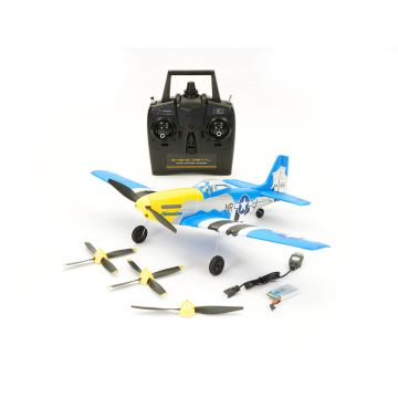 Volantex P-51D Mustang V2 Blue 4CH 400mm Brushed W/Gyro EPP RTF (V761-5V2B)