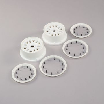 Losi Wheel & Beadlock Set, White (2): 5ive-T 2.0 (Z-LOS45026)