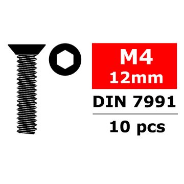 Corally Steel Screws M4 X 12mm Hex Flat Head 10 Pcs (C-3002-40-12)