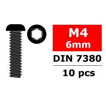 Corally Steel Screws M4 X 6mm Hex Button Head 10 Pcs (C-3003-40-06)
