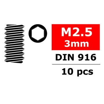 Corally Steel Set Screws M2.5 X 3mm Hex 10 Pcs (C-3004-25-03)