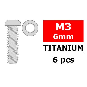 Corally Titanium Screws M3 X 6mm Hex Button Head 6 P (C-3023-30-06)