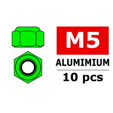 Corally Aluminium Nylstop Nut M5 Green 10 Pcs (C-3106-50-1)