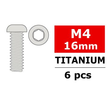 Corally Titanium Screws M4 X 16mm Hex Button Head 6 Pcs (C-34044)