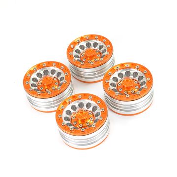 Fastrax Aluminum Beadlock 1.9" Wheels - Orange (4Pc) (FAST0139O)