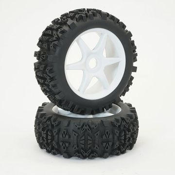 Fastrax 1:8th Grator Mounted On 6-Spoke White (Pr) (FAST1002W)
