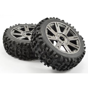 Fastrax 1:8 Maze Block Mounted On 8-Spoke Black Chrome (Pr) (FAST1005BC)