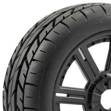 Fastrax 1:8th Eagle Tread Mounted On 8-Spoke Black (Pr) (FAST1015B)
