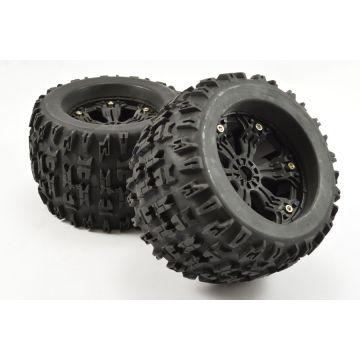 Fastrax 1:8 MT Jigsawr Mounted 6 Spoke Black 1/2" Offset (Pr) (FAST1165B)