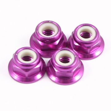 Fastrax M4 Pink Flanged Locknuts 4Pcs (FTM4PF)