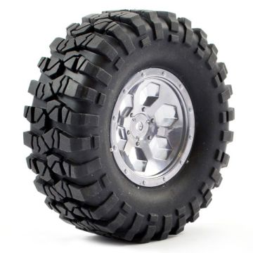 FTX Outback Pre-Mounted 6Hex/Tyre (2) - Chrome (FTX8170C)
