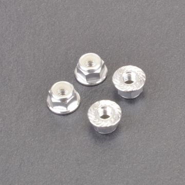 Monkey King M4 Alloy Serrated Nyloc Nuts - Silver (4pcs) (MK5485S)