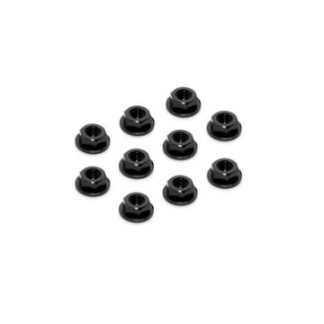 Xray Alu Nut M4 With Serrated Flange - Black (10) (XR960241-K)