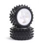 Losi 4 Row Rear Tires, Mounted, White (2): Mini JRX2 (Z-LOS41024)
