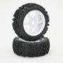 Fastrax 1:8th Grator Mounted On 6-Spoke White (Pr) (FAST1002W)