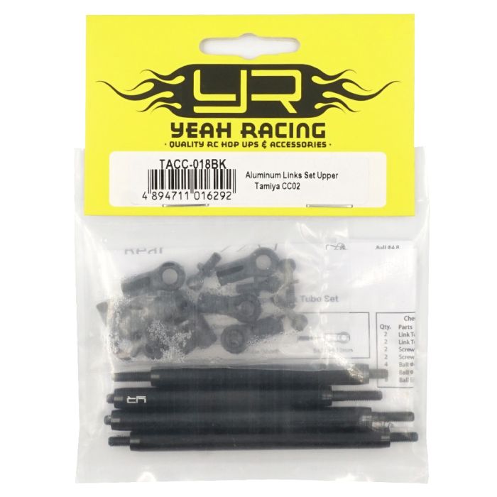 Yeah Racing Aluminum Links Set Upper for Tamiya CC-02 Black (TACC-018BK)