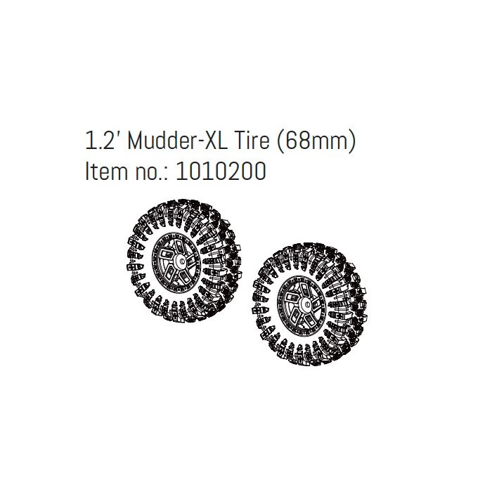 Absima 1.2" Wheel Set "Mudder-XL" 68mm (4) Absima 1.2" Wheel Set "Mudder-XL" 68mm (4)