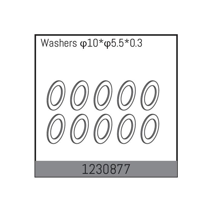 Absima 10*5.5*0.3 Washers (10) (AB1230877) Absima 10*5.5*0.3 Washers (10) (AB1230877)