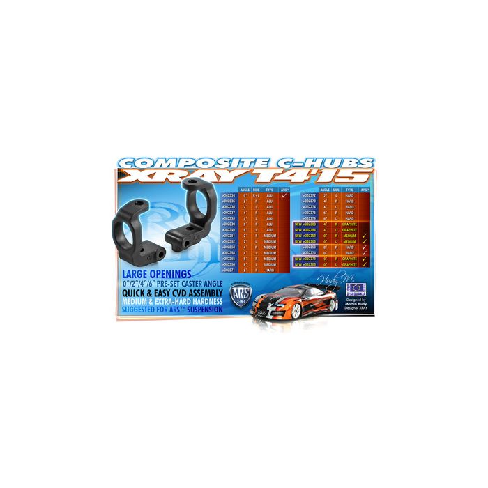 Xray Composite C-Hub Right - 4° Deg. - Graphite (ECS) (XR302383) Xray Composite C-Hub Right - 4° Deg. - Graphite (ECS) (XR302383)