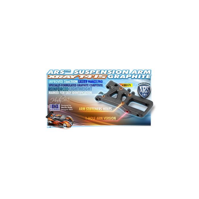 Xray Ars - Active Rear Suspension Arm - Graphite - 1-Hole (XR303171) Xray Ars - Active Rear Suspension Arm - Graphite - 1-Hole (XR303171)