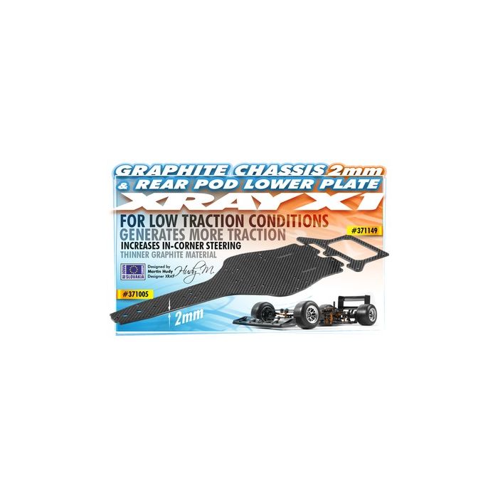 Xray X1 Graphite 2.0mm Rear Pod Lower Plate (XR371149)