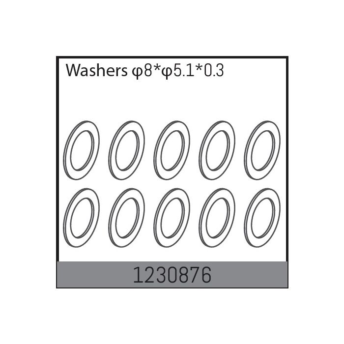 Absima 8*5.1*0.3 Washers (10) (AB1230876) Absima 8*5.1*0.3 Washers (10) (AB1230876)