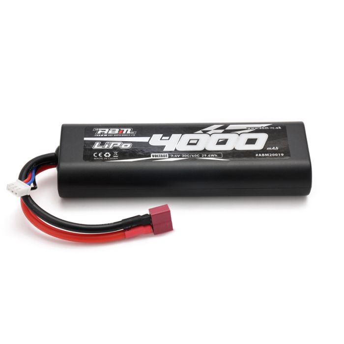 ABM-RC 4000mAh 7.4v Round Case Lipo 60c With T-Connector (ABM20019)