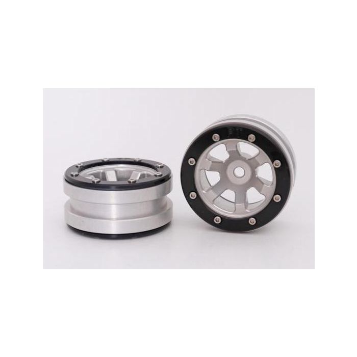 Metsafil Beadlock Wheels PT-Claw Silver/Black 1.9 (2 pcs)Â  (MT0060SBÂ )