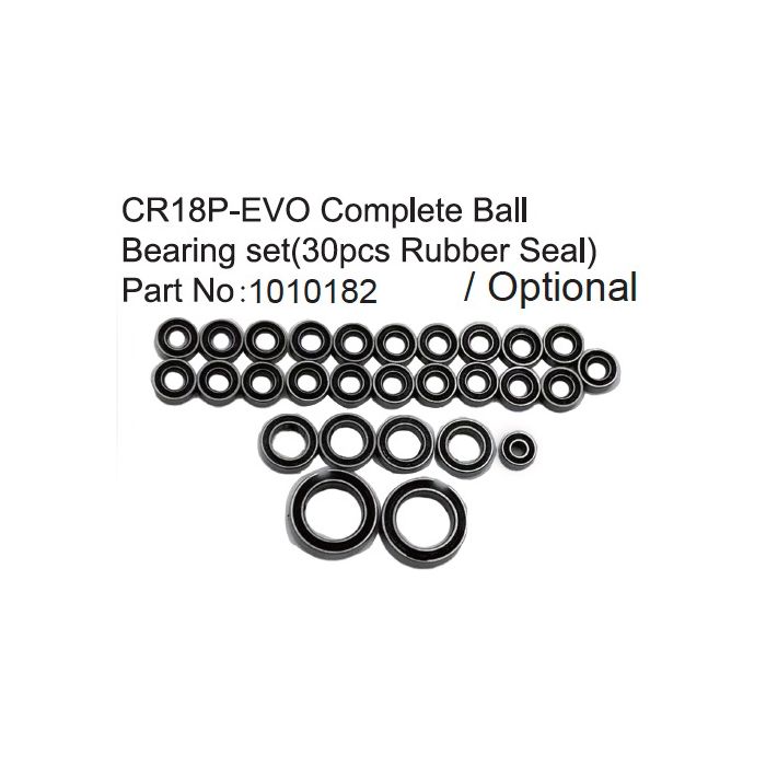 Absima CR18P-EVO Complete Ball Bearing Set ( 30pcs Rubber Seal ) Absima CR18P-EVO Complete Ball Bearing Set ( 30pcs Rubber Seal )