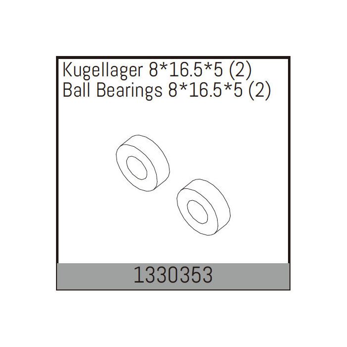 Absima Ball Bearings 8*16.5*5 (2) Absima Ball Bearings 8*16.5*5 (2)