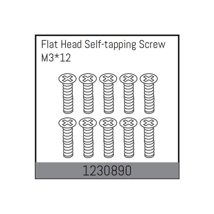 Absima M3*12 Flat Head Self-Tapping Screw Set (10) (AB1230890) Absima M3*12 Flat Head Self-Tapping Screw Set (10) (AB1230890)