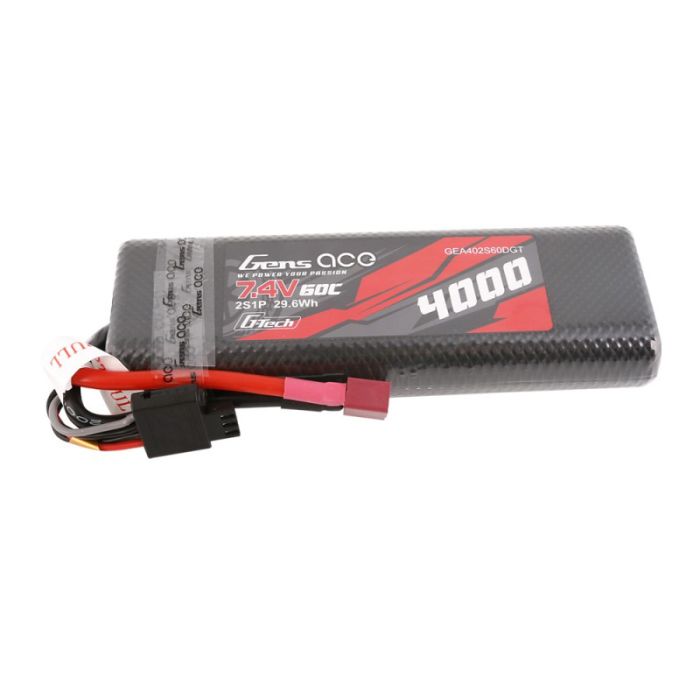 Gens Ace Li-Po G-Tech Car Hard Case 2S 7.4V 4000mAh 60C Bashing T-Connector (O-GTC2S4000-60T)