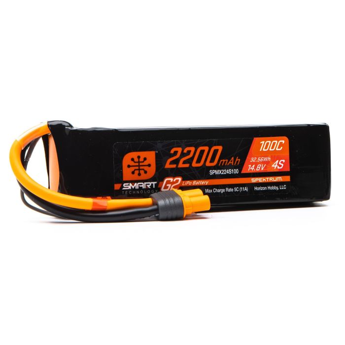 Spektrum 14.8V 2200mAh 4S 100C Smart G2 LiPo Battery: IC3 (O-SPMX224S100) Spektrum 14.8V 2200mAh 4S 100C Smart G2 LiPo Battery: IC3 (O-SPMX224S100)