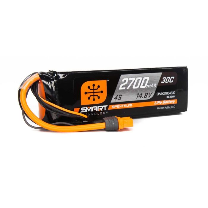 Spektrum 2700mAh 4S 14.8V Smart LiPo Battery 30C; IC3 (O-SPMX27004S30) Spektrum 2700mAh 4S 14.8V Smart LiPo Battery 30C; IC3 (O-SPMX27004S30)