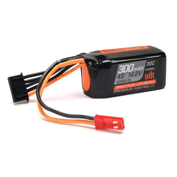 Spektrum 4S 14.8V 300mAh 30C LiPo Battery JST (O-SPMX3004SJ30) Spektrum 4S 14.8V 300mAh 30C LiPo Battery JST (O-SPMX3004SJ30)