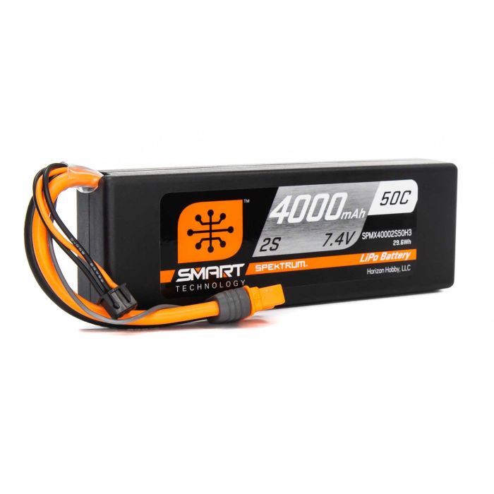 Spektrum 4000mAh 2S 7.4V Smart LiPo Battery 50C; IC3 (O-SPMX40002S50H3) Spektrum 4000mAh 2S 7.4V Smart LiPo Battery 50C; IC3 (O-SPMX40002S50H3)