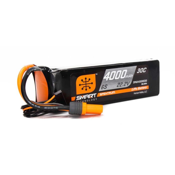 Spektrum 4000mAh 6S 22.2V Smart LiPo Battery 30C; IC5 (O-SPMX40006S30) Spektrum 4000mAh 6S 22.2V Smart LiPo Battery 30C; IC5 (O-SPMX40006S30)