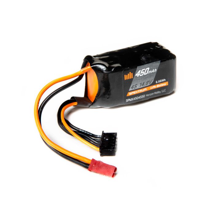 Spektrum 450mAh 4S 14.8V 50C LiPo Battery; JST (O-SPMX4504S50) Spektrum 450mAh 4S 14.8V 50C LiPo Battery; JST (O-SPMX4504S50)
