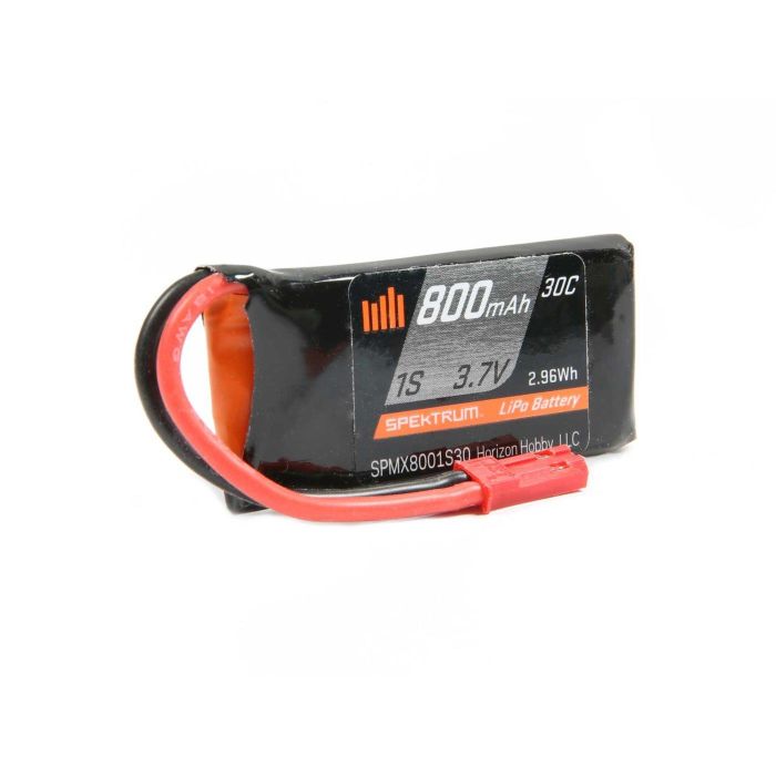 Spektrum 800mAh 1S 3.7V 30C LiPo Battery; JST (O-SPMX8001S30) Spektrum 800mAh 1S 3.7V 30C LiPo Battery; JST (O-SPMX8001S30)