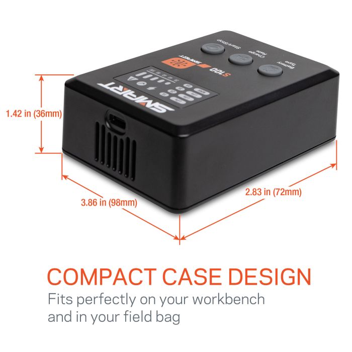 Spektrum S100 1x100W USB-C Smart Charger, 65W USB-C GaN Power Supply (O-SPMXC2090PI)