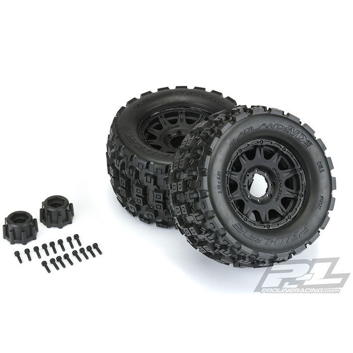 Proline Badlands MX38 3.8" All Terrain Tyres Black Raid Wheels 17mm Hex (PL10127-10)