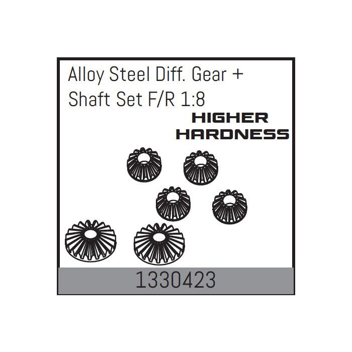 Absima Alloy Steel Diff. Gear + Shaft Set F/R 1:8