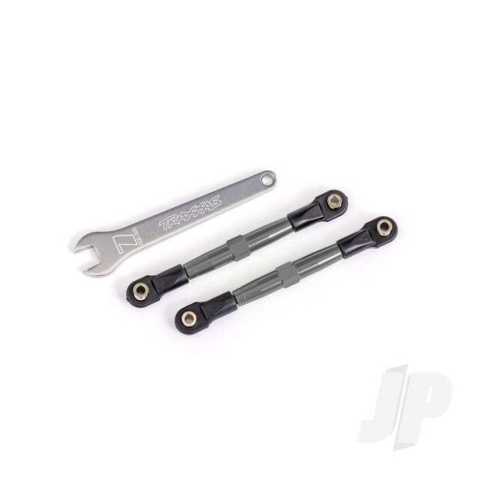 Traxxas Toe Links, Front (Tubes Charcoal Gray-Anodised, 7075-T6 Aluminium, Stronger Than Titanium) (2) (Assembled With Rod Ends And Hollow Balls)/ Aluminium Wrench (1) (Fits Drag Slash) (TRX2445A) Traxxas Toe Links, Front (Tubes Charcoal Gray-Anodised, 7075-T6 Aluminium, Stronger Than Titanium) (2) (Assembled With Rod Ends And Hollow Balls)/ Aluminium Wrench (1) (Fits Drag Slash) (TRX2445A)