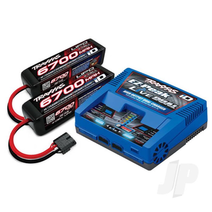 Traxxas Id Completer Pack With 1X Ez-Peak Live Dual Charger & 2X Lipo 4S 6700Mah Battery (TRX2997T) Traxxas Id Completer Pack With 1X Ez-Peak Live Dual Charger & 2X Lipo 4S 6700Mah Battery (TRX2997T)