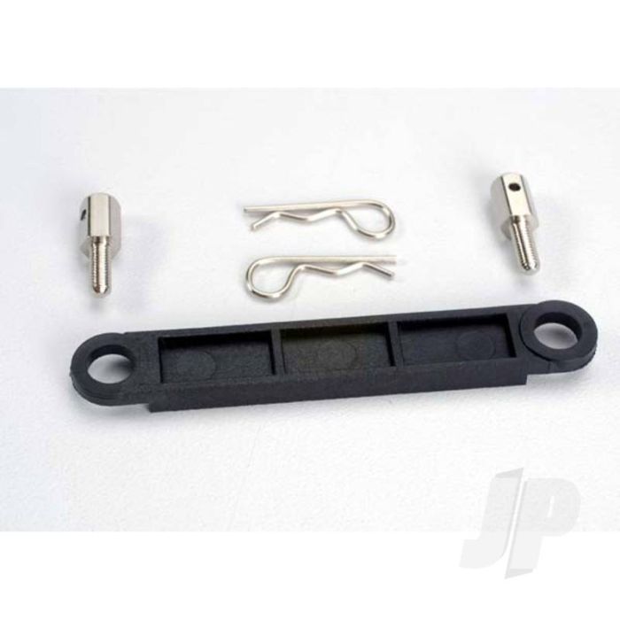 Traxxas Battery Hold-Down Plate (Black) / Metal Posts (2 Pcs) / Body Clips (2 Pcs) (TRX3727) Traxxas Battery Hold-Down Plate (Black) / Metal Posts (2 Pcs) / Body Clips (2 Pcs) (TRX3727)