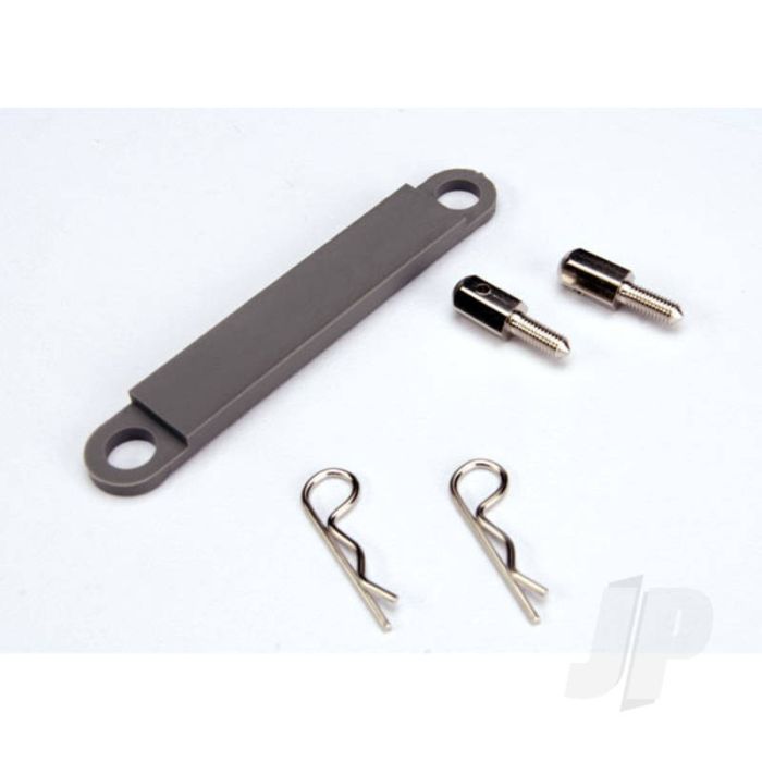 Traxxas Battery Hold-Down Plate (Grey) / Metal Posts (2 Pcs) / Body Clips (2 Pcs) (TRX3727A) Traxxas Battery Hold-Down Plate (Grey) / Metal Posts (2 Pcs) / Body Clips (2 Pcs) (TRX3727A)