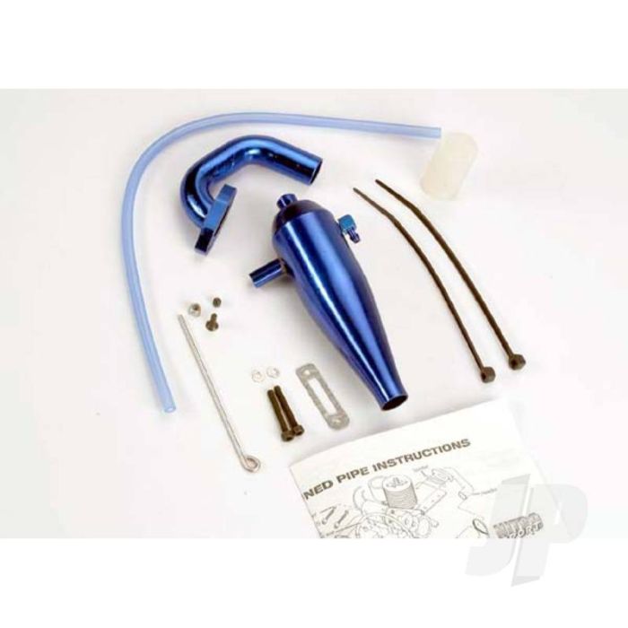 Traxxas Aluminium Tuned Pipe & Header (Complete With Mounting Hardware) (Strong Power Across Mid And Upper Rpm Range) (Blue-Anodised) (TRX4485) Traxxas Aluminium Tuned Pipe & Header (Complete With Mounting Hardware) (Strong Power Across Mid And Upper Rpm Range) (Blue-Anodised) (TRX4485)