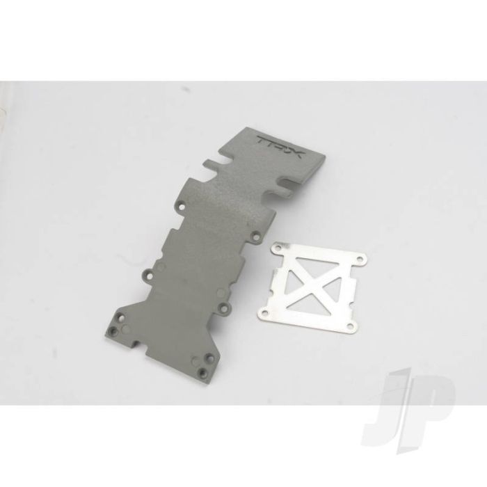 Traxxas Skidplate, Rear Plastic (Grey) / Stainless Steel Plate (TRX4938A) Traxxas Skidplate, Rear Plastic (Grey) / Stainless Steel Plate (TRX4938A)